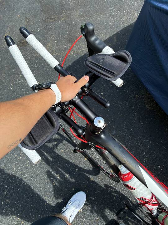 Rider's view over the aerobars